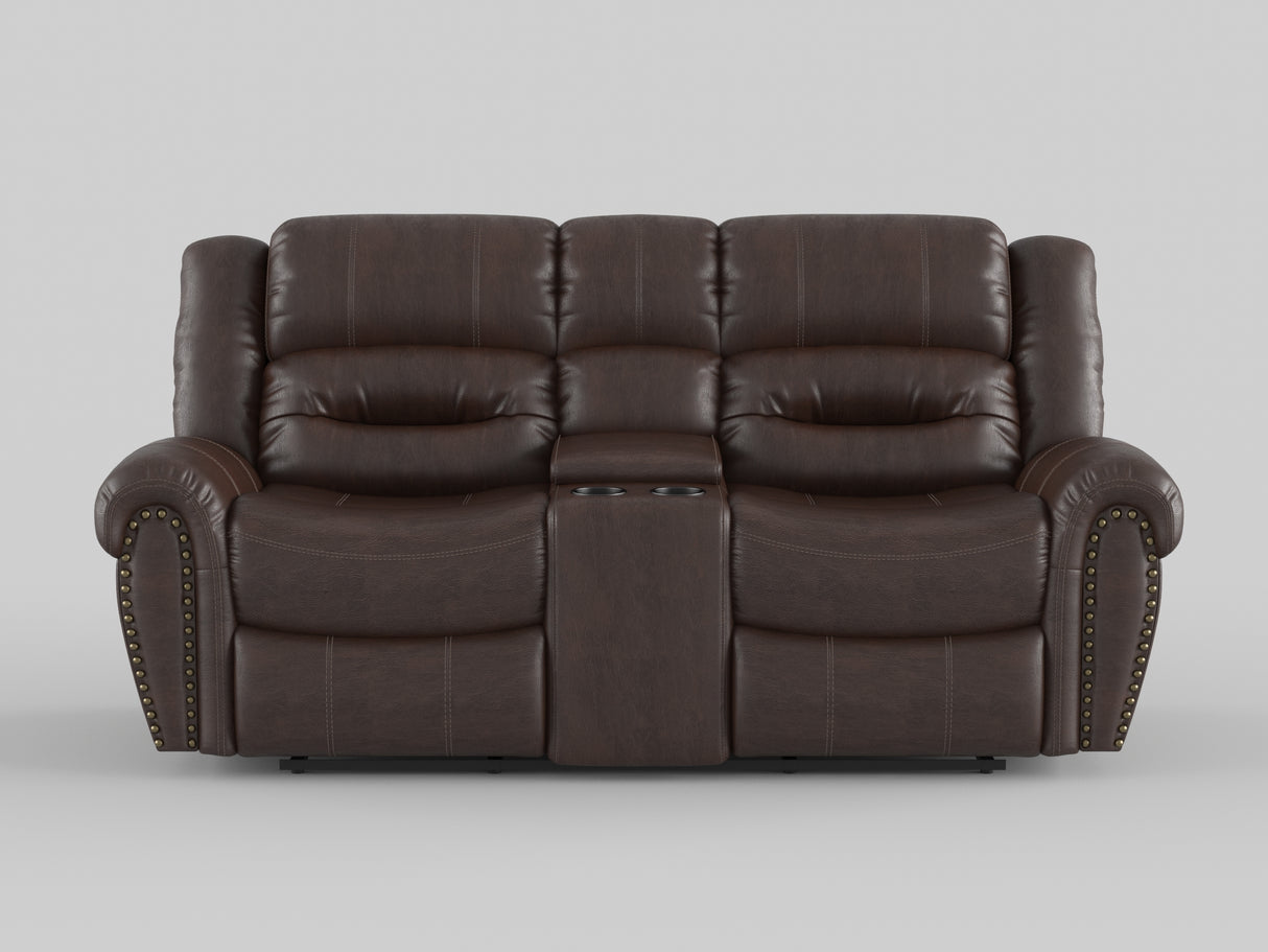 9668NBR-2 Double Glider Reclining Love Seat with Center Console - Luna Furniture