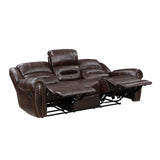 9668NBR-3 Double Reclining Sofa with Center Drop-down Cup Holders - Luna Furniture