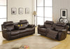 Marille Brown Bonded Leather Reclining Living Room Set - Luna Furniture