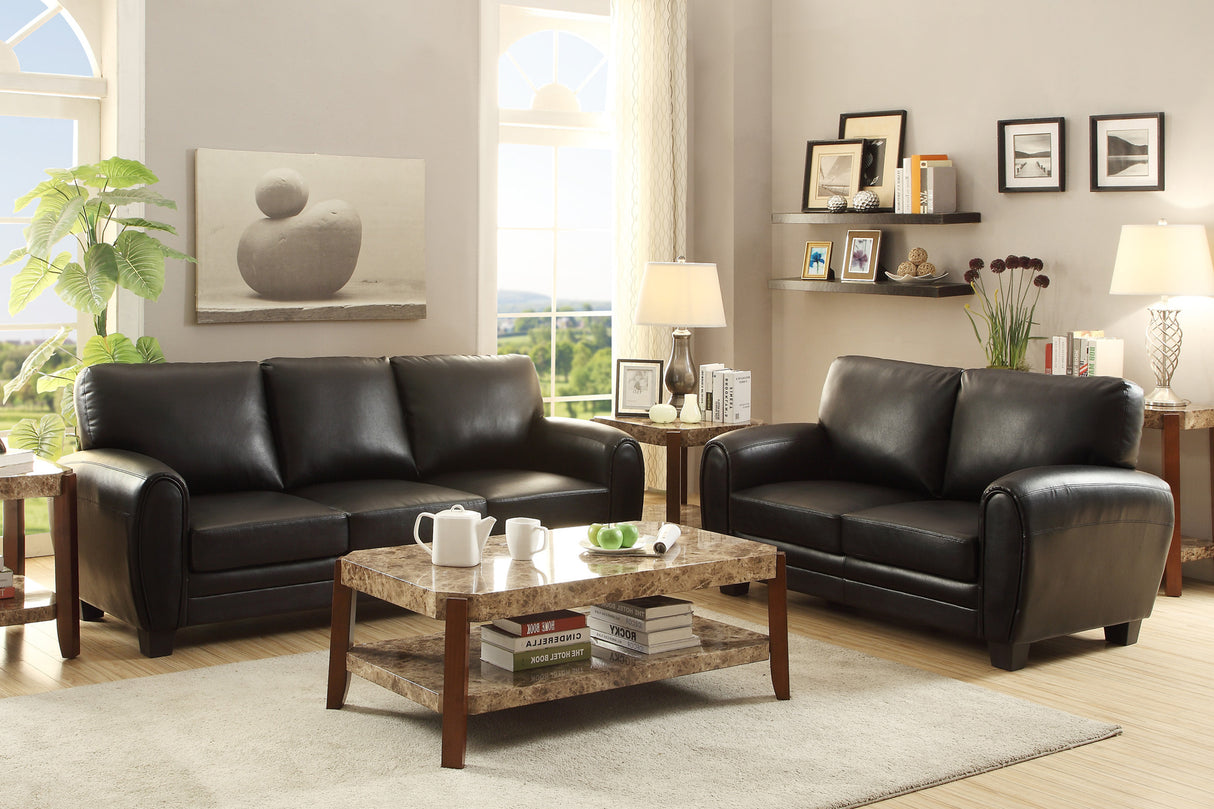 Rubin Black Faux Leather Sofa from Homelegance - Luna Furniture