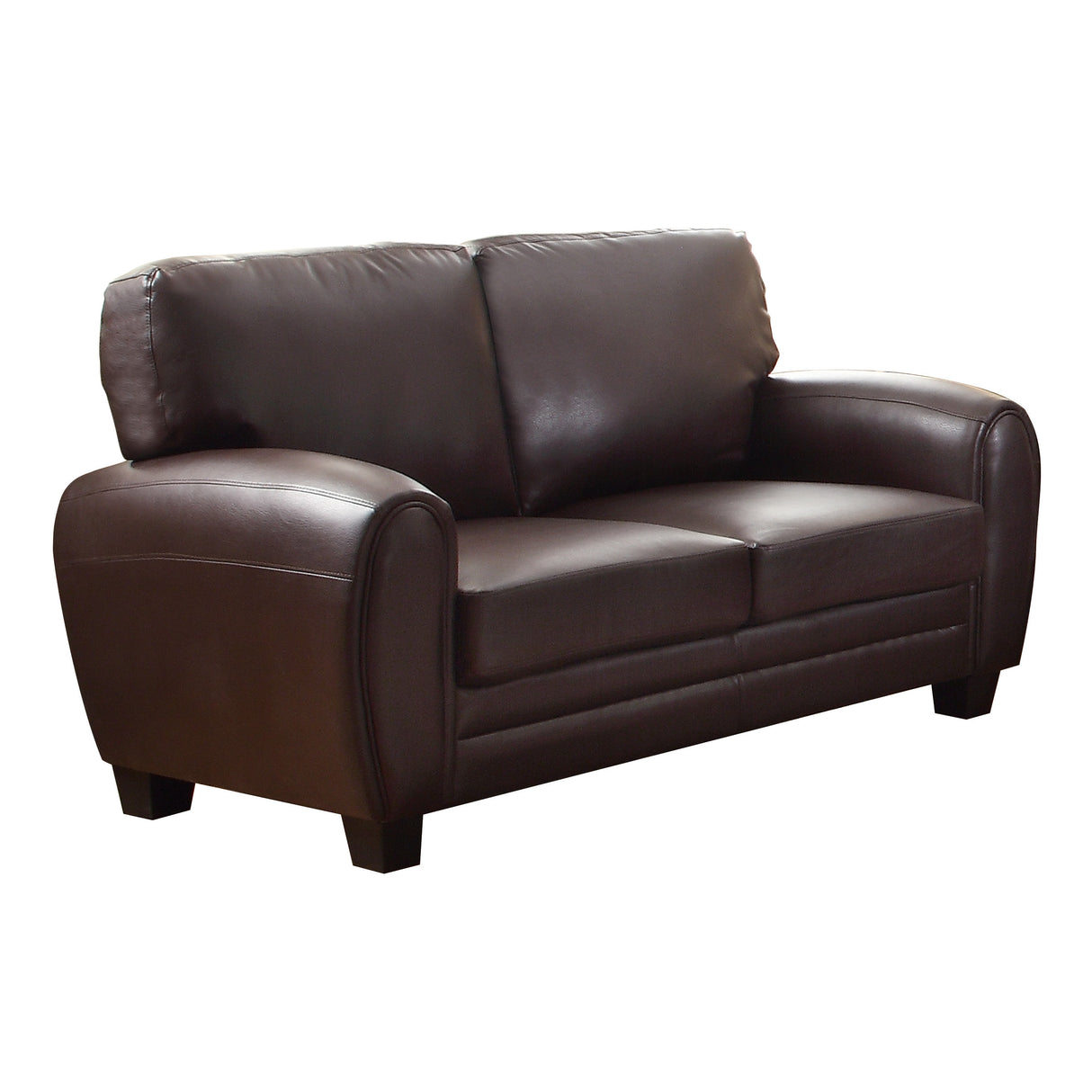 Rubin Dark Brown Faux Leather Loveseat from Homelegance - Luna Furniture
