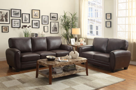 Rubin Dark Brown Faux Leather Sofa from Homelegance - Luna Furniture
