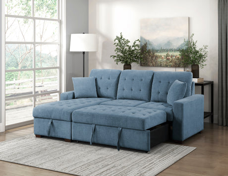 Waitsfield Blue 2-Piece Sectional with Left Chaise, Pull-out Bed and Hidden Storage from Homelegance - Luna Furniture