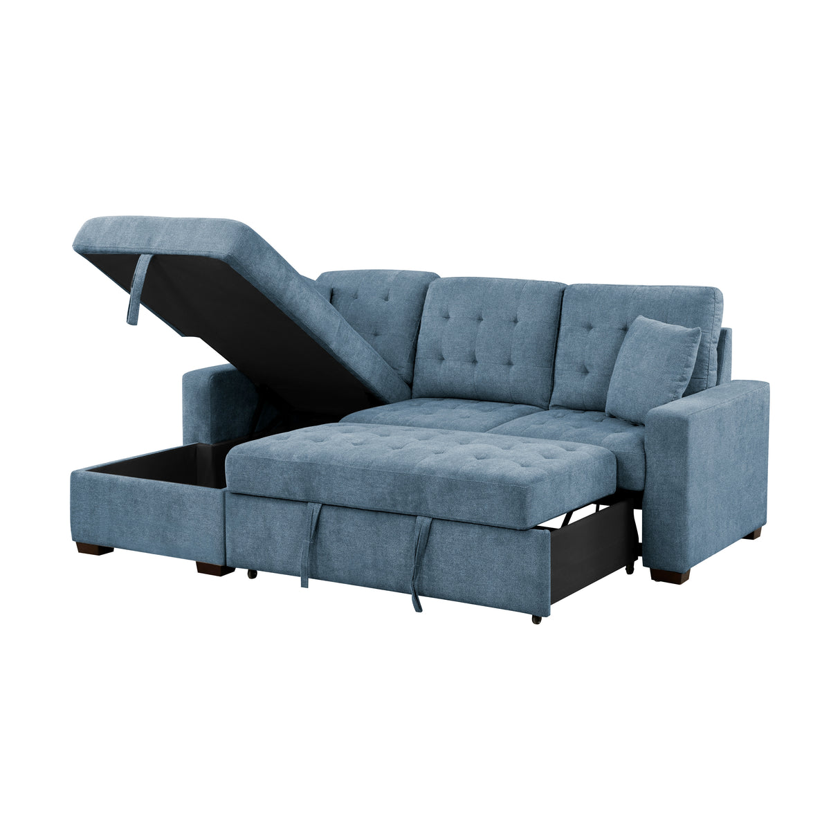 Waitsfield Blue 2-Piece Sectional with Left Chaise, Pull-out Bed and Hidden Storage from Homelegance - Luna Furniture