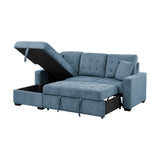 Waitsfield Blue 2-Piece Sectional with Left Chaise, Pull-out Bed and Hidden Storage from Homelegance - Luna Furniture