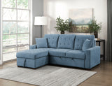 Waitsfield Blue 2-Piece Sectional with Left Chaise, Pull-out Bed and Hidden Storage from Homelegance - Luna Furniture