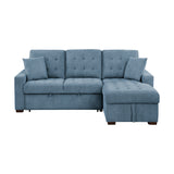 Waitsfield Blue 2-Piece Sectional with Right Chaise, Pull-out Bed and Hidden Storage from Homelegance - Luna Furniture