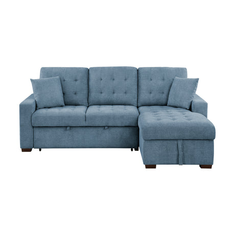 Waitsfield Blue 2-Piece Sectional with Right Chaise, Pull-out Bed and Hidden Storage from Homelegance - Luna Furniture