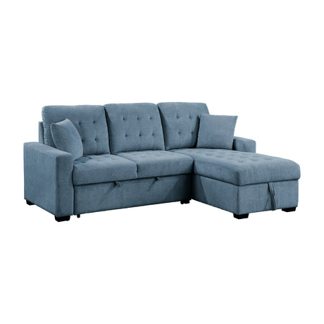 Waitsfield Blue 2-Piece Sectional with Right Chaise, Pull-out Bed and Hidden Storage from Homelegance - Luna Furniture