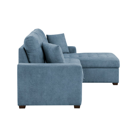 Waitsfield Blue 2-Piece Sectional with Right Chaise, Pull-out Bed and Hidden Storage from Homelegance - Luna Furniture