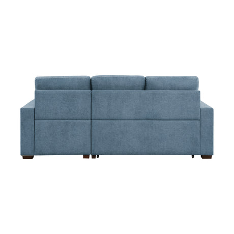 Waitsfield Blue 2-Piece Sectional with Right Chaise, Pull-out Bed and Hidden Storage from Homelegance - Luna Furniture