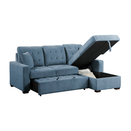 Waitsfield Blue 2-Piece Sectional with Right Chaise, Pull-out Bed and Hidden Storage from Homelegance - Luna Furniture