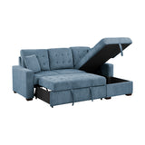 Waitsfield Blue 2-Piece Sectional with Right Chaise, Pull-out Bed and Hidden Storage from Homelegance - Luna Furniture