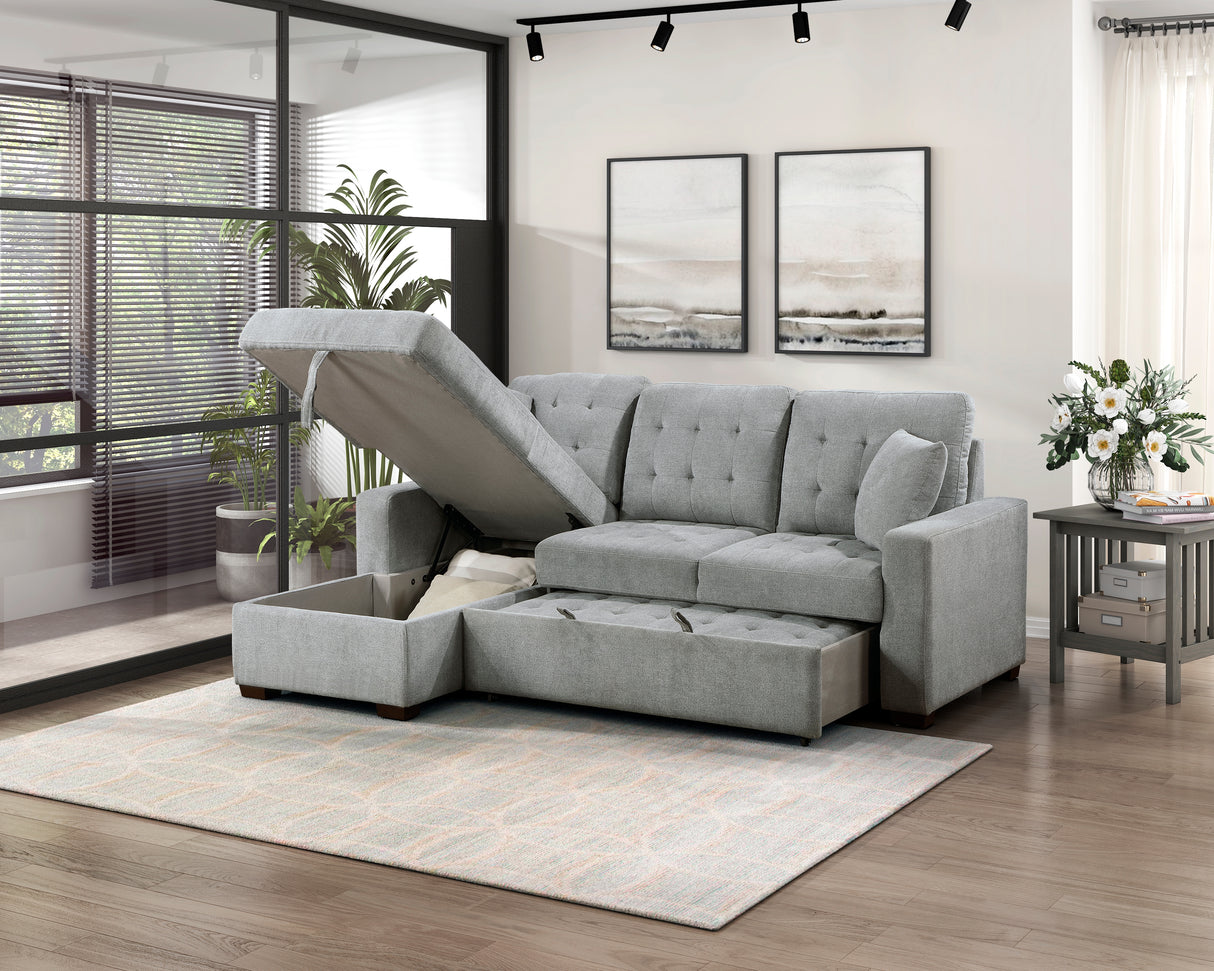 Waitsfield Gray 2-Piece Sectional with Left Chaise, Pull-out Bed and Hidden Storage from Homelegance - Luna Furniture