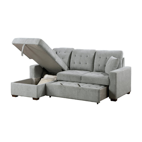 Waitsfield Gray 2-Piece Sectional with Left Chaise, Pull-out Bed and Hidden Storage from Homelegance - Luna Furniture