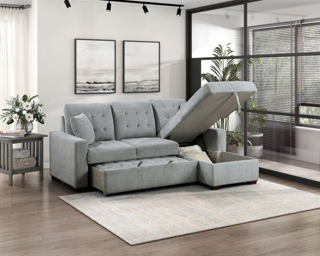 Waitsfield Gray 2-Piece Sectional with Right Chaise, Pull-out Bed and Hidden Storage from Homelegance - Luna Furniture
