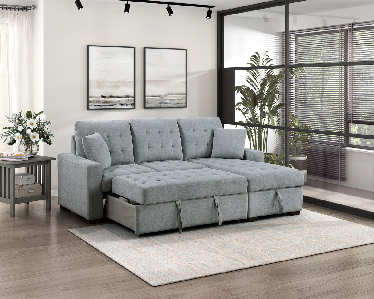 Waitsfield Gray 2-Piece Sectional with Right Chaise, Pull-out Bed and Hidden Storage from Homelegance - Luna Furniture