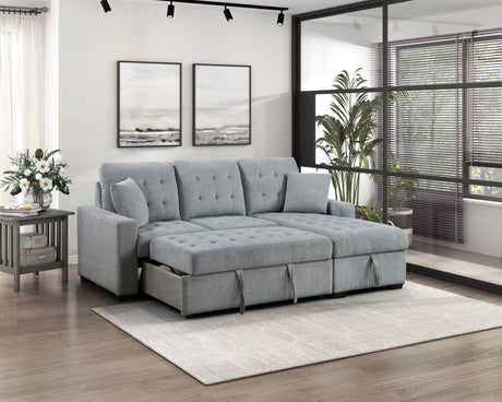 Waitsfield Gray 2-Piece Sectional with Right Chaise, Pull-out Bed and Hidden Storage from Homelegance - Luna Furniture