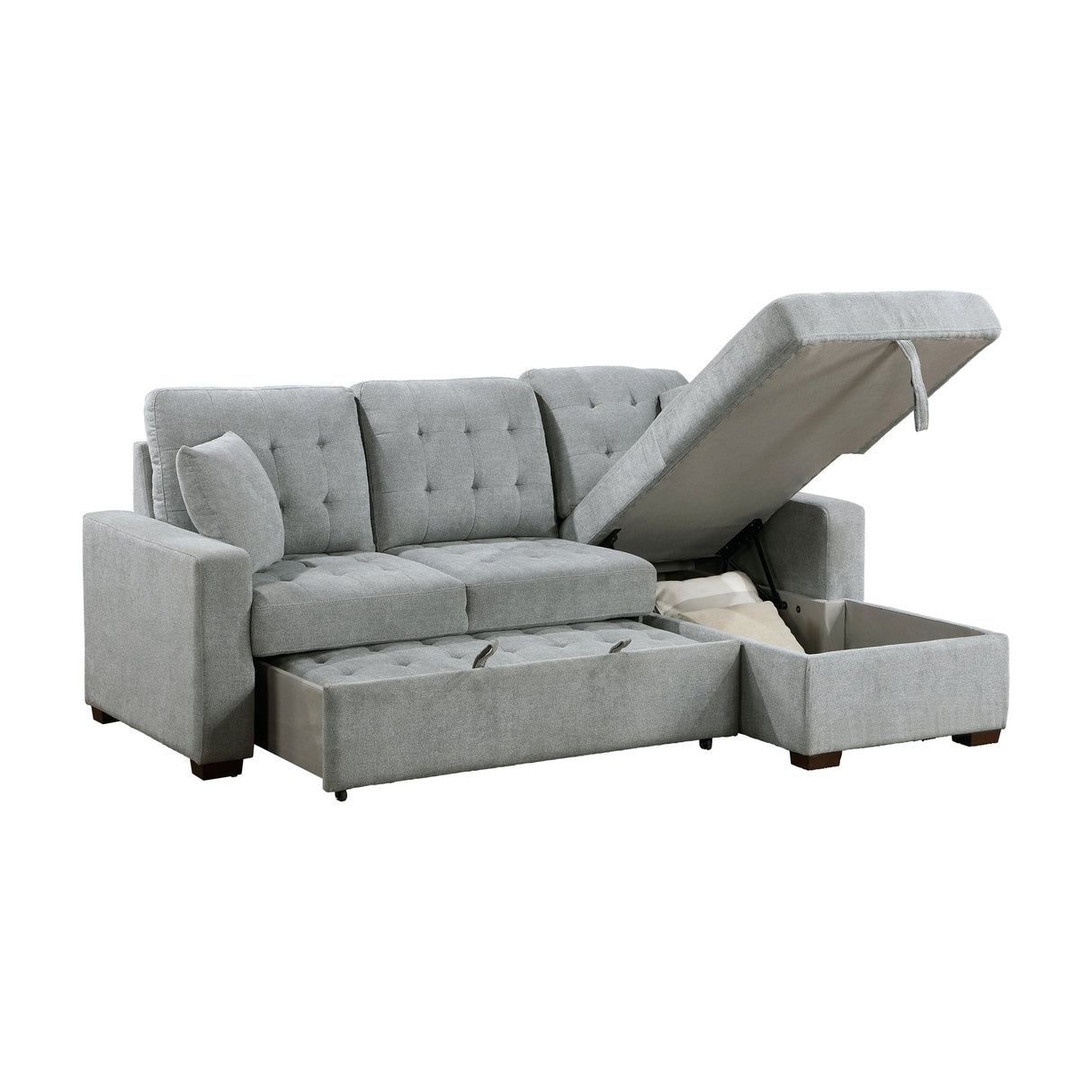 Waitsfield Gray 2-Piece Sectional with Right Chaise, Pull-out Bed and Hidden Storage from Homelegance - Luna Furniture