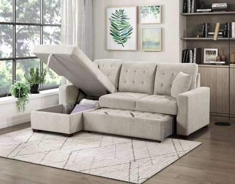 Waitsfield Sand 2-Piece Sectional with Left Chaise, Pull-out Bed and Hidden Storage from Homelegance - Luna Furniture