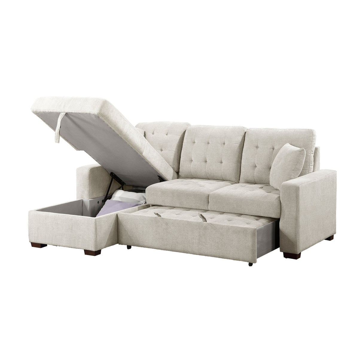Waitsfield Sand 2-Piece Sectional with Left Chaise, Pull-out Bed and Hidden Storage from Homelegance - Luna Furniture