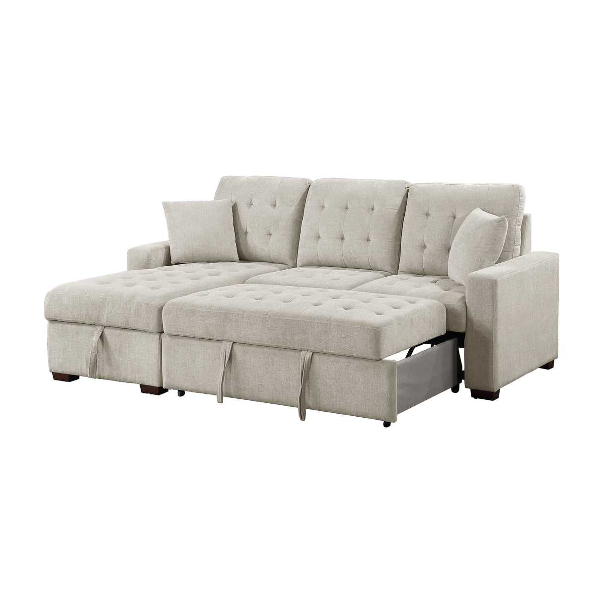 Waitsfield Sand 2-Piece Sectional with Left Chaise, Pull-out Bed and Hidden Storage from Homelegance - Luna Furniture
