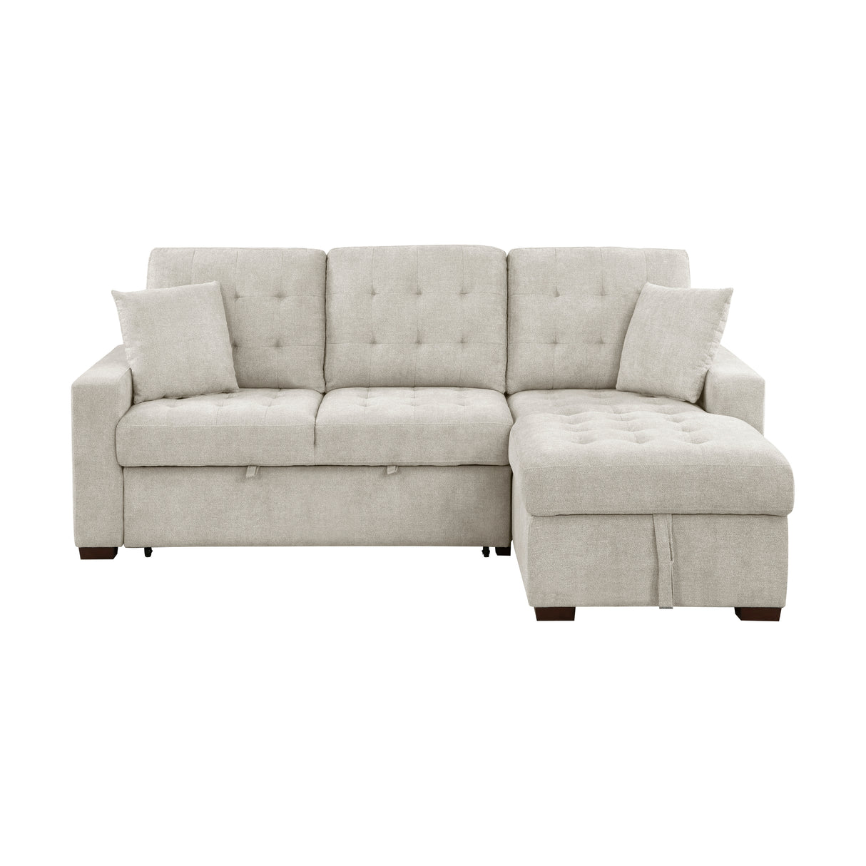 Waitsfield Sand 2-Piece Sectional with Right Chaise, Pull-out Bed and Hidden Storage from Homelegance - Luna Furniture