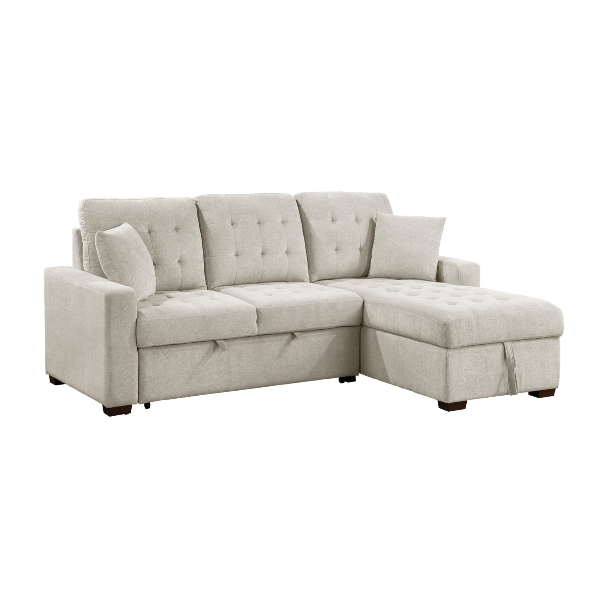 Waitsfield Sand 2-Piece Sectional with Right Chaise, Pull-out Bed and Hidden Storage from Homelegance - Luna Furniture