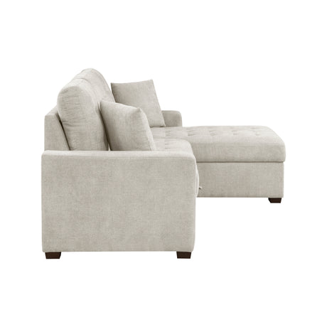 Waitsfield Sand 2-Piece Sectional with Right Chaise, Pull-out Bed and Hidden Storage from Homelegance - Luna Furniture