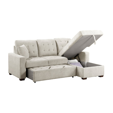 Waitsfield Sand 2-Piece Sectional with Right Chaise, Pull-out Bed and Hidden Storage from Homelegance - Luna Furniture