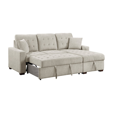 Waitsfield Sand 2-Piece Sectional with Right Chaise, Pull-out Bed and Hidden Storage from Homelegance - Luna Furniture