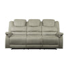 9848GY-3PWH Power Double Reclining Sofa with Power Headrests, Drop-Down Cup Holders, Receptacles and USB Ports - Luna Furniture
