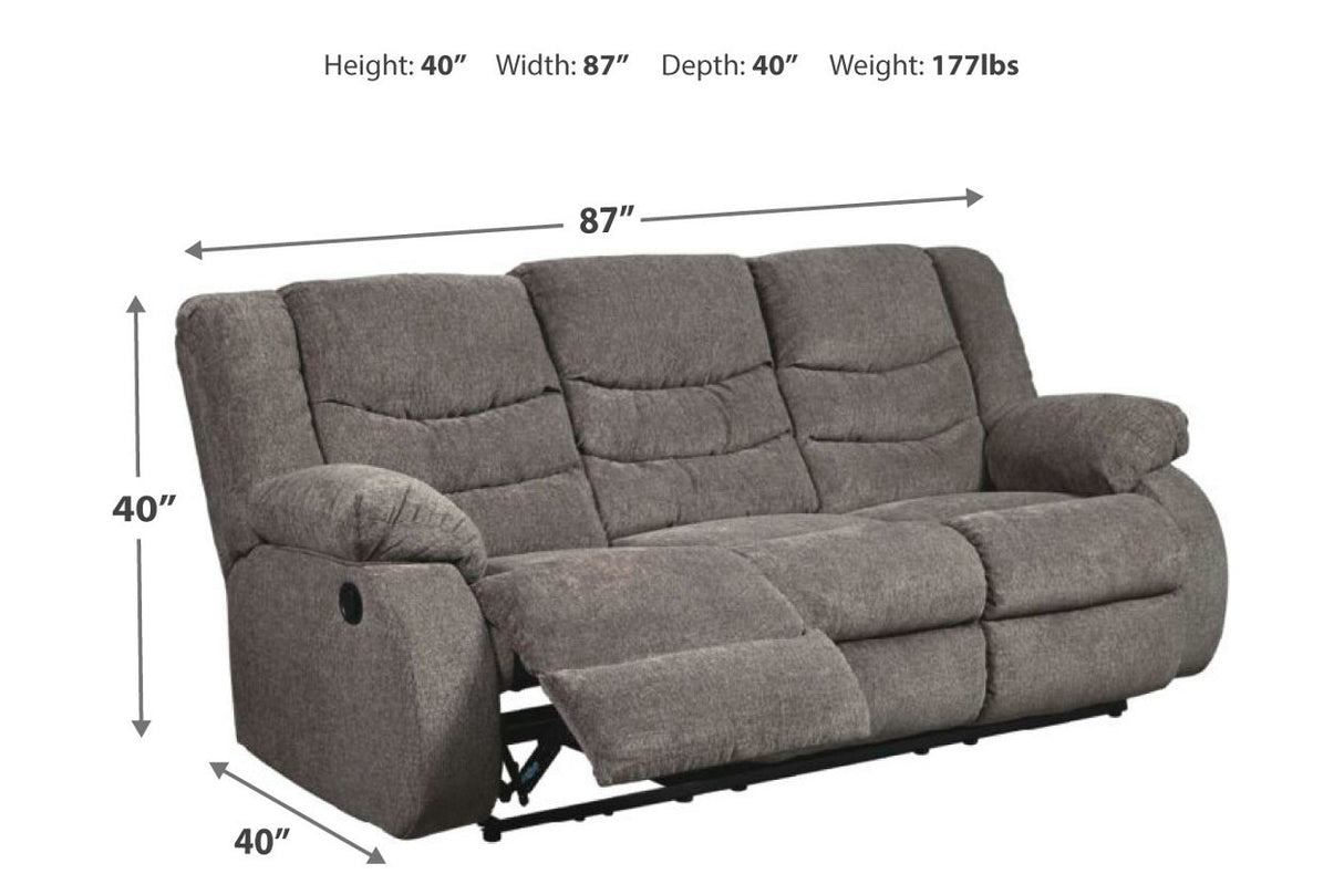Tulen Gray Reclining Sofa from Ashley - Luna Furniture