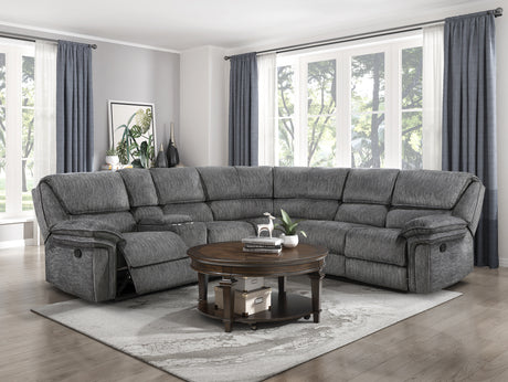 Muirfield Gray 3-Piece Reclining Sectional with Left Console from Homelegance - Luna Furniture