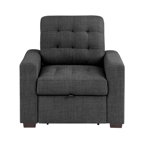 McCafferty Dark Gray Chair with Pull-Out Ottoman from Homelegance - Luna Furniture