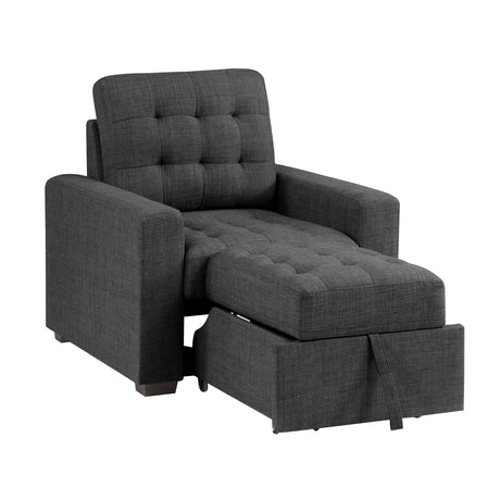 McCafferty Dark Gray Chair with Pull-Out Ottoman from Homelegance - Luna Furniture