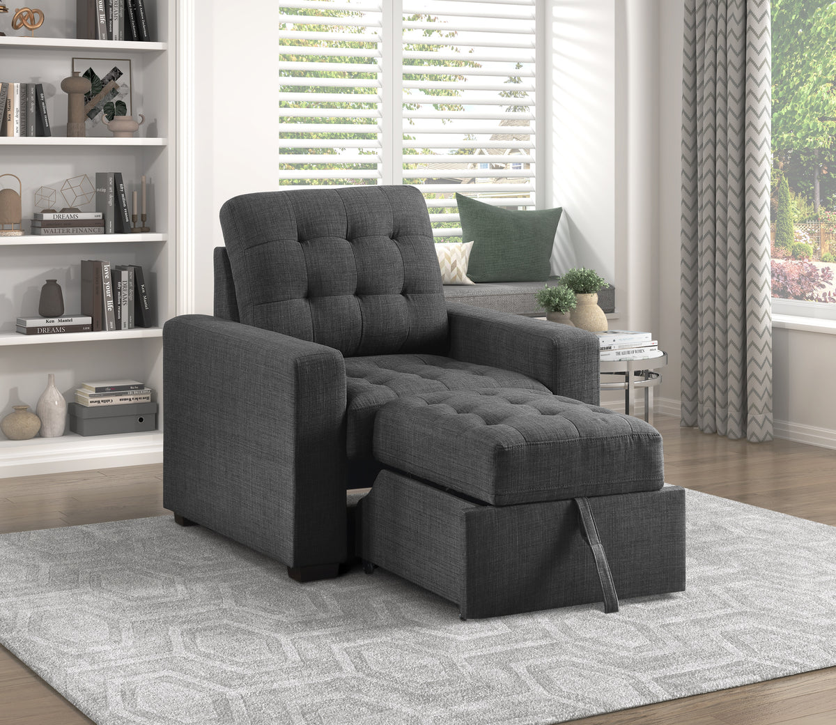 McCafferty Dark Gray Chair with Pull-Out Ottoman from Homelegance - Luna Furniture