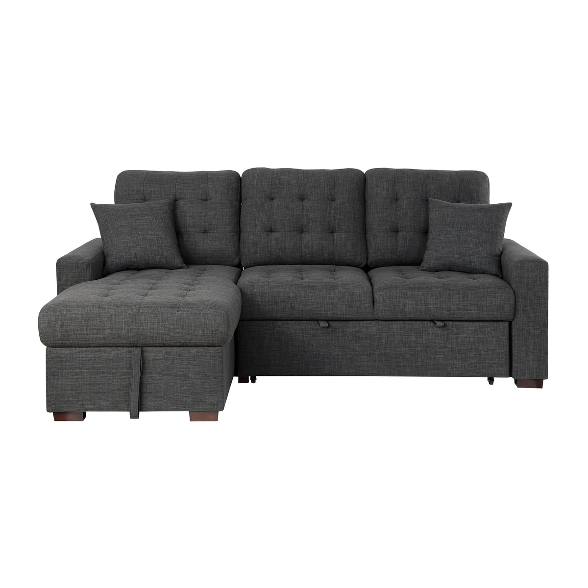 McCafferty Dark Gray 2-Piece Sectional with Pull-out Bed and Left Chaise with Hidden Storage from Homelegance - Luna Furniture
