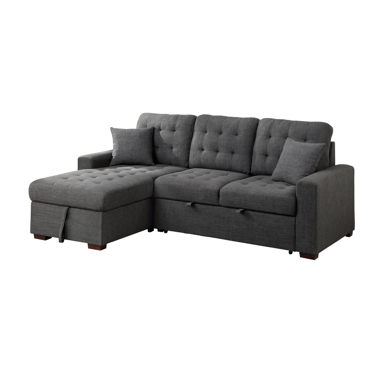 McCafferty Dark Gray 2-Piece Sectional with Pull-out Bed and Left Chaise with Hidden Storage from Homelegance - Luna Furniture