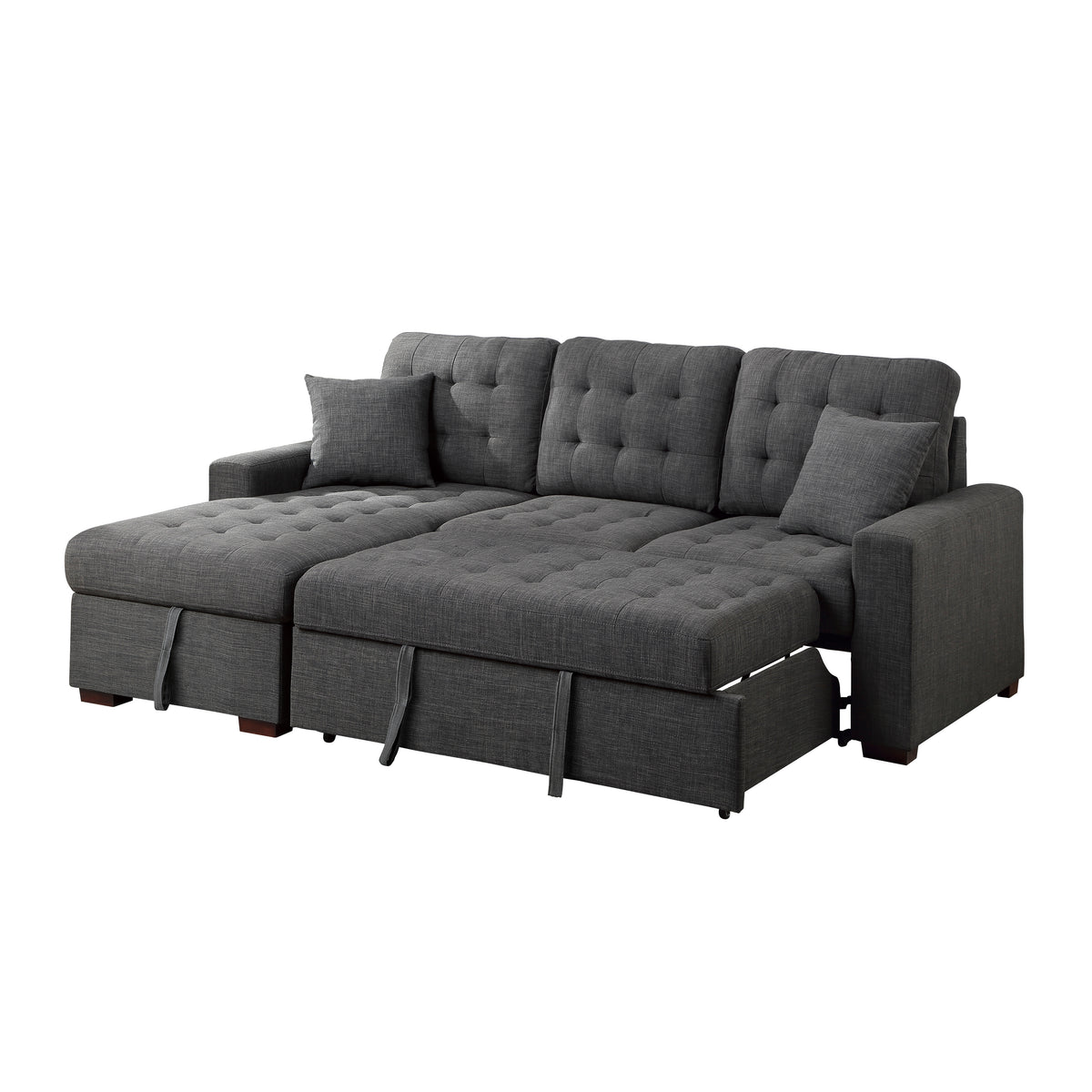 McCafferty Dark Gray 2-Piece Sectional with Pull-out Bed and Left Chaise with Hidden Storage from Homelegance - Luna Furniture