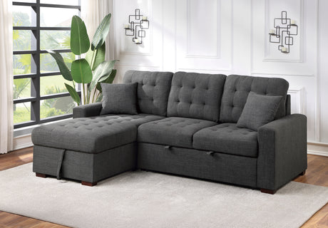McCafferty Dark Gray 2-Piece Sectional with Pull-out Bed and Left Chaise with Hidden Storage from Homelegance - Luna Furniture