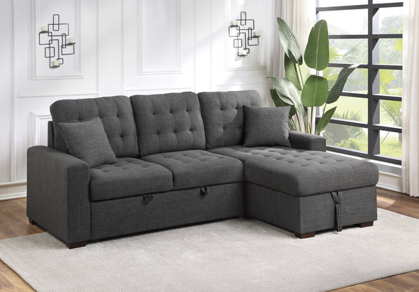 9916DG*SC (2)2-Piece Sectional with Pull-out Bed and Right Chaise with Hidden Storage - Luna Furniture