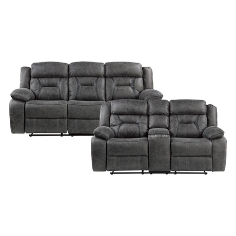 Madrona Gray 2-Piece Double Reclining Set from Homelegance - Luna Furniture