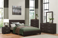 Lorenzi Dark Brown Upholstered Platform Bedroom Set