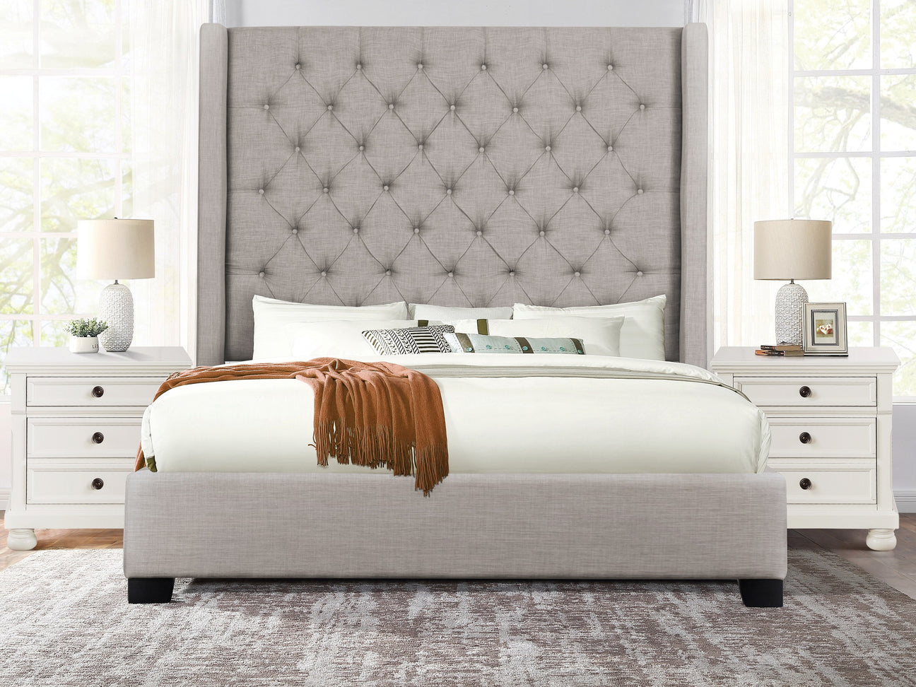 Melody Gray Queen Upholstered Bed from Homelegance - Luna Furniture