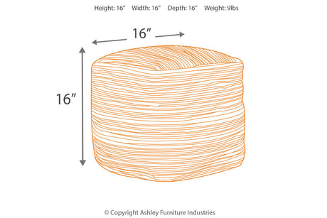 Absalom Denim Pouf from Ashley - Luna Furniture