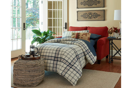 Absalom Denim Pouf from Ashley - Luna Furniture