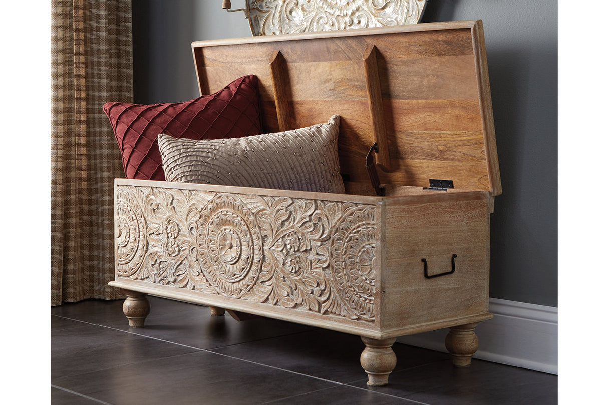 Fossil Ridge Beige Storage Bench from Ashley - Luna Furniture