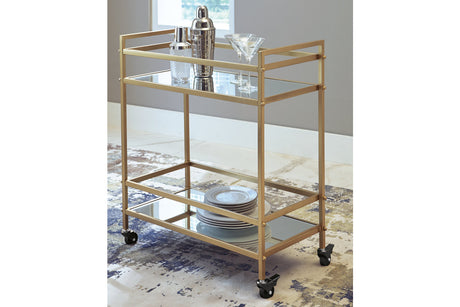 Kailman Gold Finish Bar Cart -  - Luna Furniture