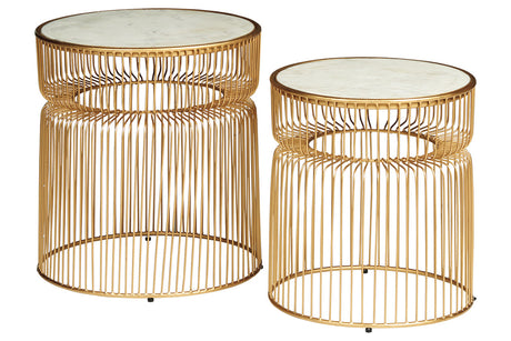 Vernway White/Gold Finish Accent Table, Set of 2 -  - Luna Furniture